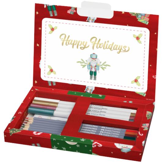 Творчески комплект Happy Holidays - коледни картички и етикети за подарък Faber-Castell Creative Box Limited Edition