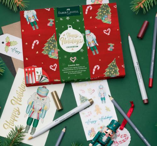 Творчески комплект Happy Holidays - коледни картички и етикети за подарък Faber-Castell Creative Box Limited Edition