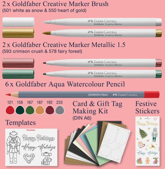 Творчески комплект Happy Holidays - коледни картички и етикети за подарък Faber-Castell Creative Box Limited Edition