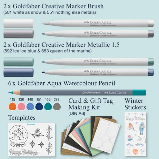 Творчески комплект Frosty Winter - зимни картички и етикети за подарък Faber-Castell Creative Box Limited Edition